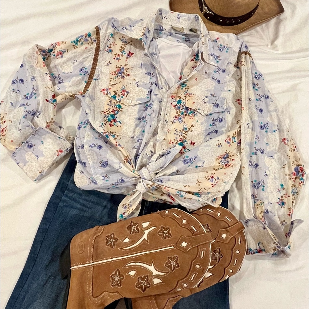 Decoded Floral Western Button-Up Shirt – XL/1X/2X (No Tags)